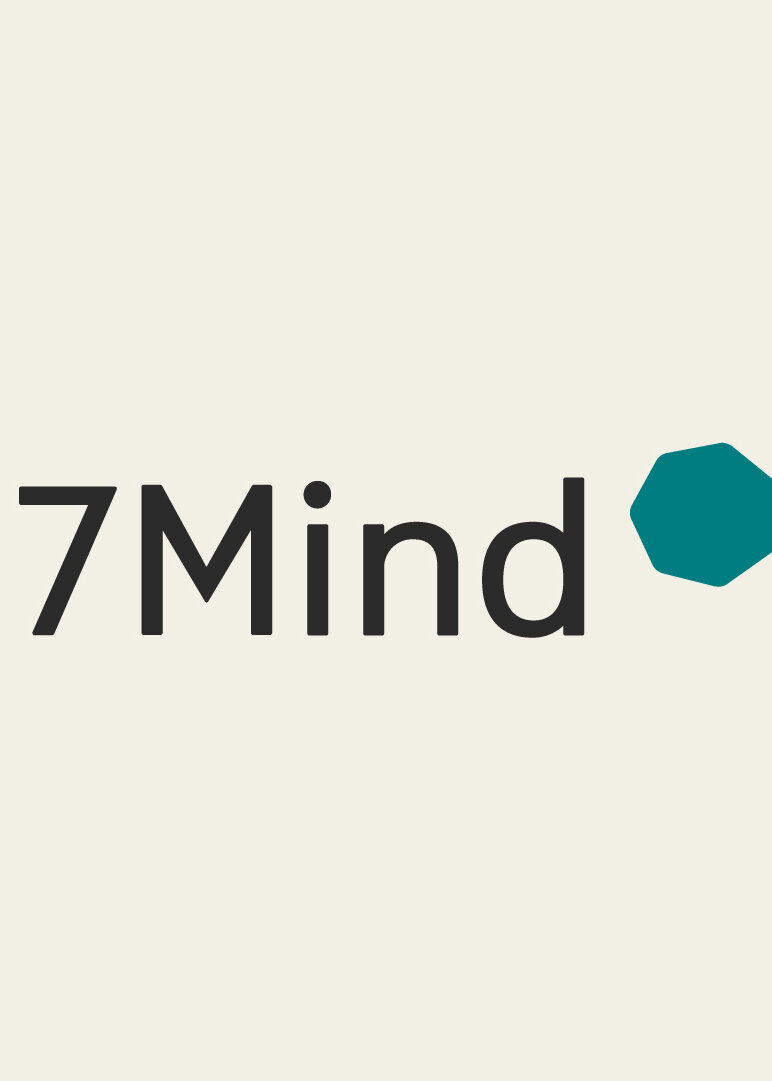 7Mind Logo mit türkisem Hexagon-Symbol, Meditationsapp für Achtsamkeit
