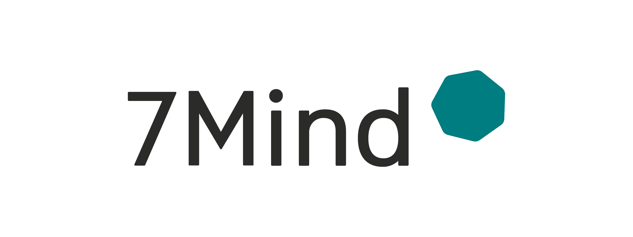 7Mind Logo: dunkelgrüner Teal-Farbton, geometrisches Polygon-Symbol, moderne Typografie