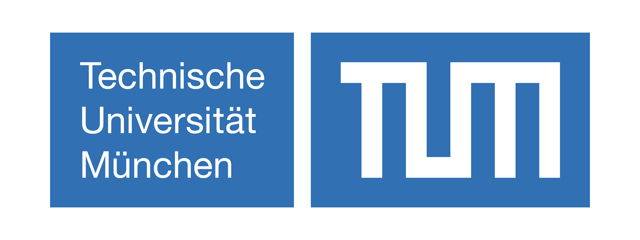 TUM Technische Universität München Logo, blau-weiß, modernes Monogramm-Design